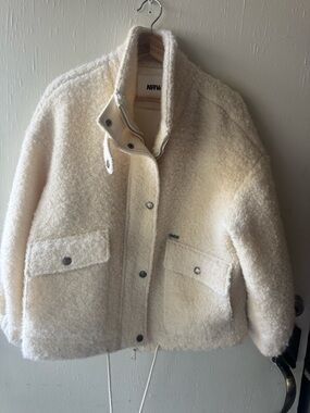 Naws Women’s Cream Teddy Sherpa Jacket with Snap Front